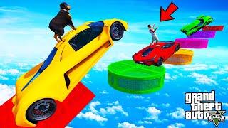 FRANKLIN TRIED IMPOSSIBLE COLORFUL GAP BLOCK JUMP PARKOUR RAMP CHALLENGE GTA 5 | SHINCHAN and CHOP