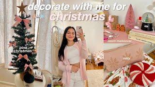 DECORATING MY ROOM FOR CHRISTMAS 2023 🩰️️ pink christmas, decor haul, room makeover