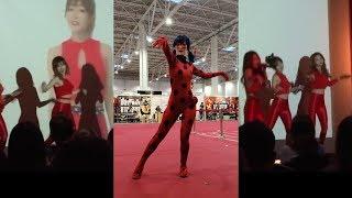 Ladybug Cosplayer dancing to Miraculous theme song @ #EECC2018