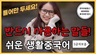 반드시 사용하는 말들! 기초생활중국어 (글자58탄) 5글자 30문장 (4회차부터 중국어만 듣기) 틀어만두세요! 외우지 마세요! 한국어발음 연속듣기 생활중국어회화 ,실용중국어