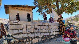 Construction of a nomadic hut  in difficult conditions by a nomadic family #grandmother