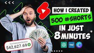How I Made 500 YouTube Shorts in Just 8 MINUTES for a Faceless YouTube Channel