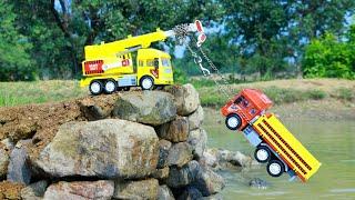 New Tata Truck Bullet Bike Accident Deep Mud Pulling Out Crane Truck Jcb 3dx ? Cartoon Video CS Toy