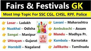 Important festivals of india | Fairs & Festival gk | state wise complete list | tyohar aur mele