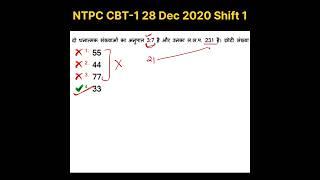 RRB NTPC CBT-1 28 Dec Shift-1 Question #railway #ntpc #mathstricks