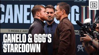 Canelo and Gennadiy 'GGG' Golovkin's INTENSE Stare Down Ahead Of Trilogy Fight 