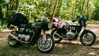 Motorcycle Touring on our CAFE RACERS : England to France (Part 1)  #motovlog #royalenfield #triumph
