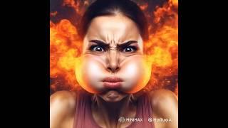 (AI) Woman eating spicy food