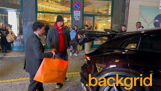 Ibrahimovic driving his new Ferrari Purosangue while shopping at Louis Vuitton in Milan, Italy