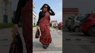 Red cotton saree draping tutorial for beginners #tutorial #saree #fyp #foryou #snehalmishra
