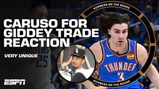 REACTING to Alex Caruso for Josh Giddey trade  UNIQUE trade in today's NBA | Numbers on the Board