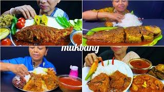 Asmr Hangla Ami & Food Shood with Bijan Eating Whole Fish Curry  Piece Fish Curry  with Rice 