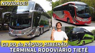 MARCOPOLO G8 DOMINANDO na RODOVIÁRIA do TIETÊ! G8 DD da RÁPIDO RIBEIRÃO e CLÁSSICOS