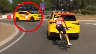 TOUR DE FRANCE 2024 - Séquence rocambolesque : Quand coureurs et voitures ont failli se percuter