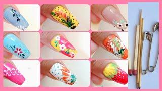 Easy Nailart compilation at Home || Nailart using toothpicks & Safety pin 