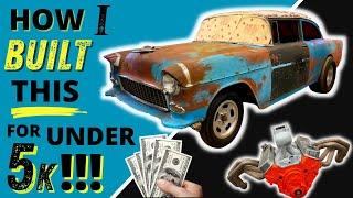 How I Built This 1955 CHEVY GASSER for UNDER 5K!!! Wheeling & Dealing the 2 Door Conversion!