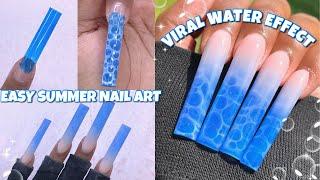 WATER EFFECT POLYGEL NAILS!  EASY WATER EFFECT NAIL ART & SUMMER NAIL DESIGN | Nail Tutorial