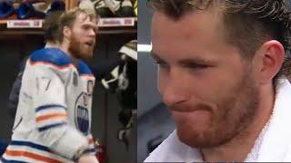 Connor McDavid's locker room outburst interrupts Matthew Tkachuk interview