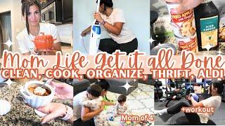 FALL 2024 MOM OF 4 GET IT ALL DONE | ALDI HAUL + THRIFT | CLEAN, COOK, ORGANIZE + WORKOUT