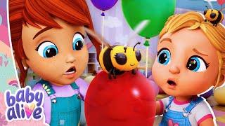 Balloon Popping Bees!  BRAND NEW Baby Alive Episodes  Family Kids Cartoons