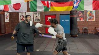 KEYSHAWN DAVIS UNLEASHING FURIOUS FLURRIES ON THE DOUBLE END BAG DRILL W/ COACH BRIAN BOMAC MCINTYRE