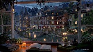 Cozy European River Town Ambience - Rain and Distant Thunder Sounds for Study and Relaxation