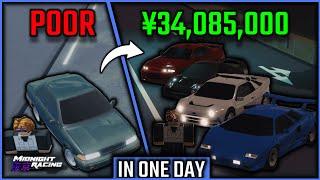 Zero to Rich in Less Than 24 H | Midnight Racing Tokyo (Roblox)