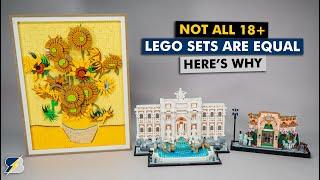 Not all 18+ LEGO sets are equal, here's why - Sunflowers vs French Café vs Trevi Fountain