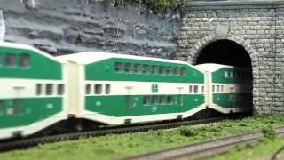 Go-Train HO Scale with 9 Cars and 2 Engines