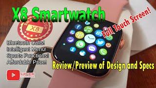 X8 Smartwatch Unboxing Review - Specs, Menus and Features