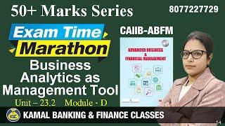 CAIIB-ABFM-23.2 Business Analytics as Management Tool by Monika Mam #ABFM1792 | 07 Dec 09:15 PM