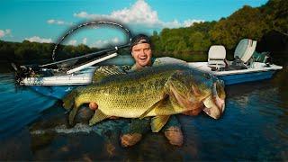 I Caught A GIANT BASS In My New Project Boat!! (broke the curse)