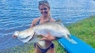 Catching the best eating fish in the Ocean and Em catches a GIANT Barramundi