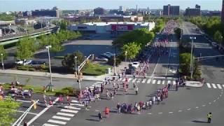 SALMINI   35005   RUNNERS ON COURSE AROUND TURN, DRONE SHOT