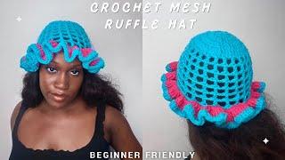 How to Crochet a Ruffle Mesh Hat | Easy Summer Hat Tutorial for Beginners