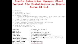 OEM 13c (13.5.0.0) - Oracle Enterprise Manager Cloud Control 13c Installation & Configuration