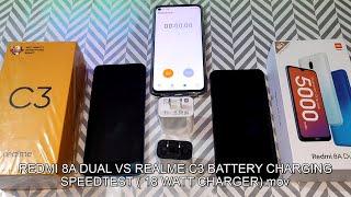 REDMI 8A DUAL VS REALME C3 BATTERY CHARGING SPEED TEST  18 WATT CHARGER