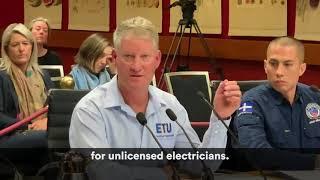 ETU Secretary Justin Page exposes dangerous unlicensed electrical work