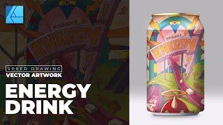 Psychedelic Energy - Packaging Design in Affinity Designer | Speed Drawing Process | jey wee