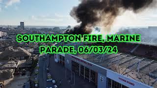 Southampton Marine Parade Fire by St Marys Stadium, 06.03.24, 4K Drone Footage