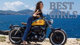 Beautiful Brunette Girls on Motorcycles