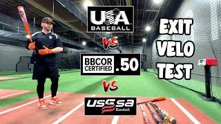 BBCOR vs. USSSA vs. USA Baseball Bat | Exit Velocity Comparison