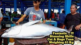 Fantastic‼️ Amazing Skills Cut Large Tuna Fish Weighing 63 Kg