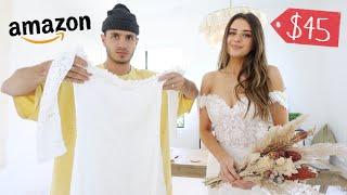 Trying Wedding Dresses From Amazon!! (+ my husband rates them)