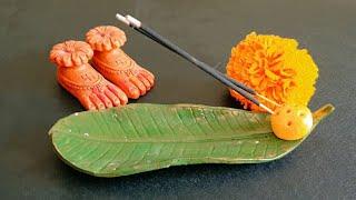 Diy -  Mandir Decor CLAY Incense Holder || How to Make Agarbatti Stand #vloggingwithvibha