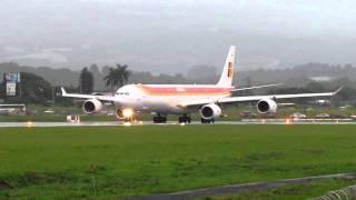 Iberia Airbus A340-600 Wet Take Off MROC Costa Rica