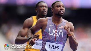 Noah Lyles makes Paris Olympics debut with a swift second-place effort in 100m heat | NBC Sports