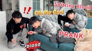 Vomiting Blood In Front Of My Boyfriend ! How Would He React? Cute Gay Couple Prank