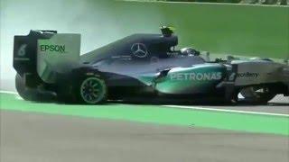 F1 2015 Nico Rosberg Huge Tyre Failure at Belgium GP on Practice 2