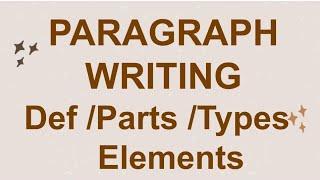 Paragraph Writing in English | How to write paragraph| Definition|Parts|Types|Elements